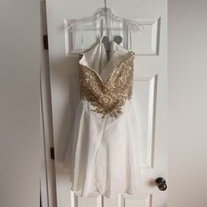 White and Gold Formal Dress